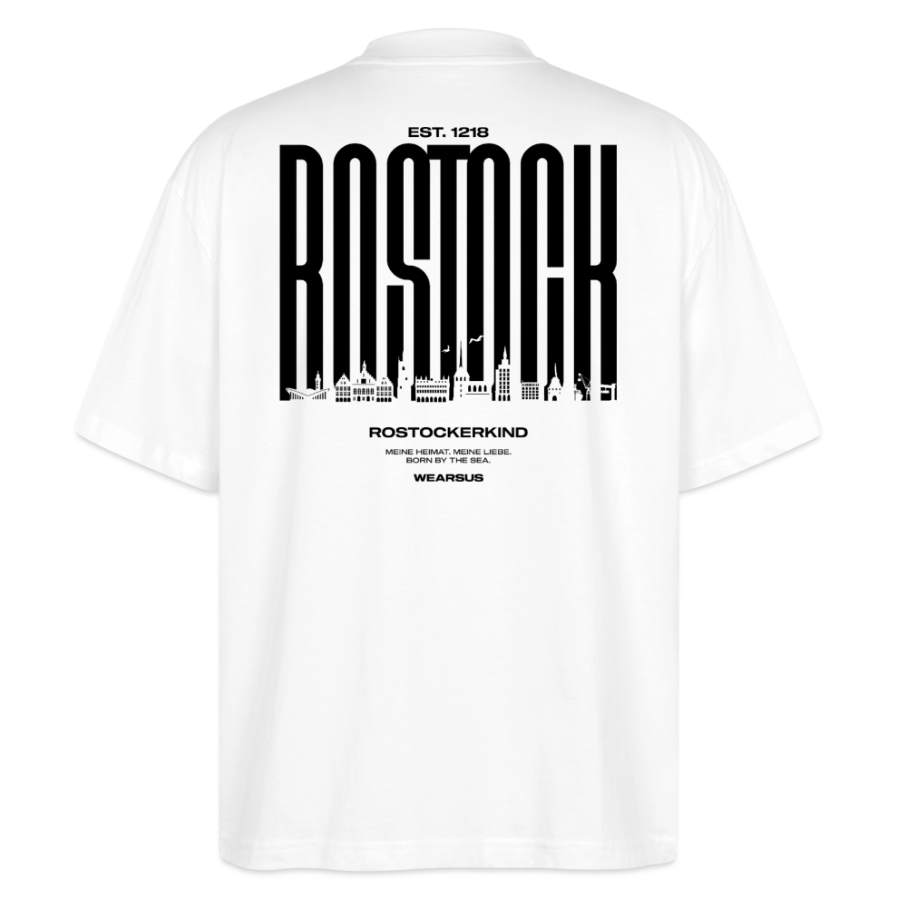 Rostock 'Rostockerkind' Bio Oversized T-Shirt Unisex Back Print weiß - Weiß