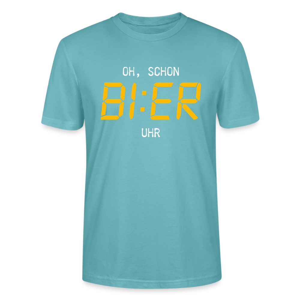 Unisex Sprüche T-Shirt 'Oh, schon Bier Uhr' - Pastelltürkis