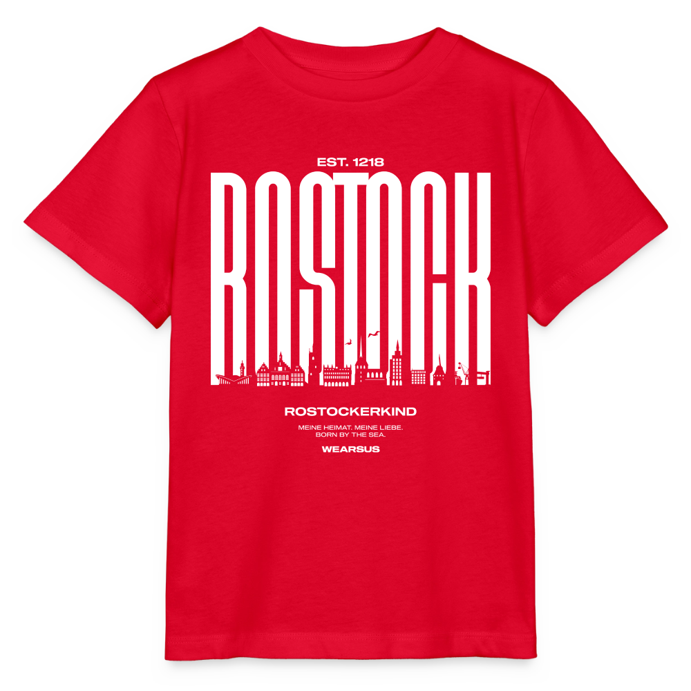 Rostock 'Rostockerkind' Bio T-Shirt Kinder 3-8 Jahre Front Print Farbe - Rot