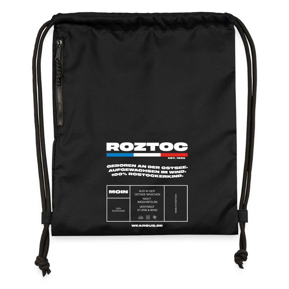 Rostock 'ROZTOC' Turnbeutel aus Recycling-Material - Schwarz