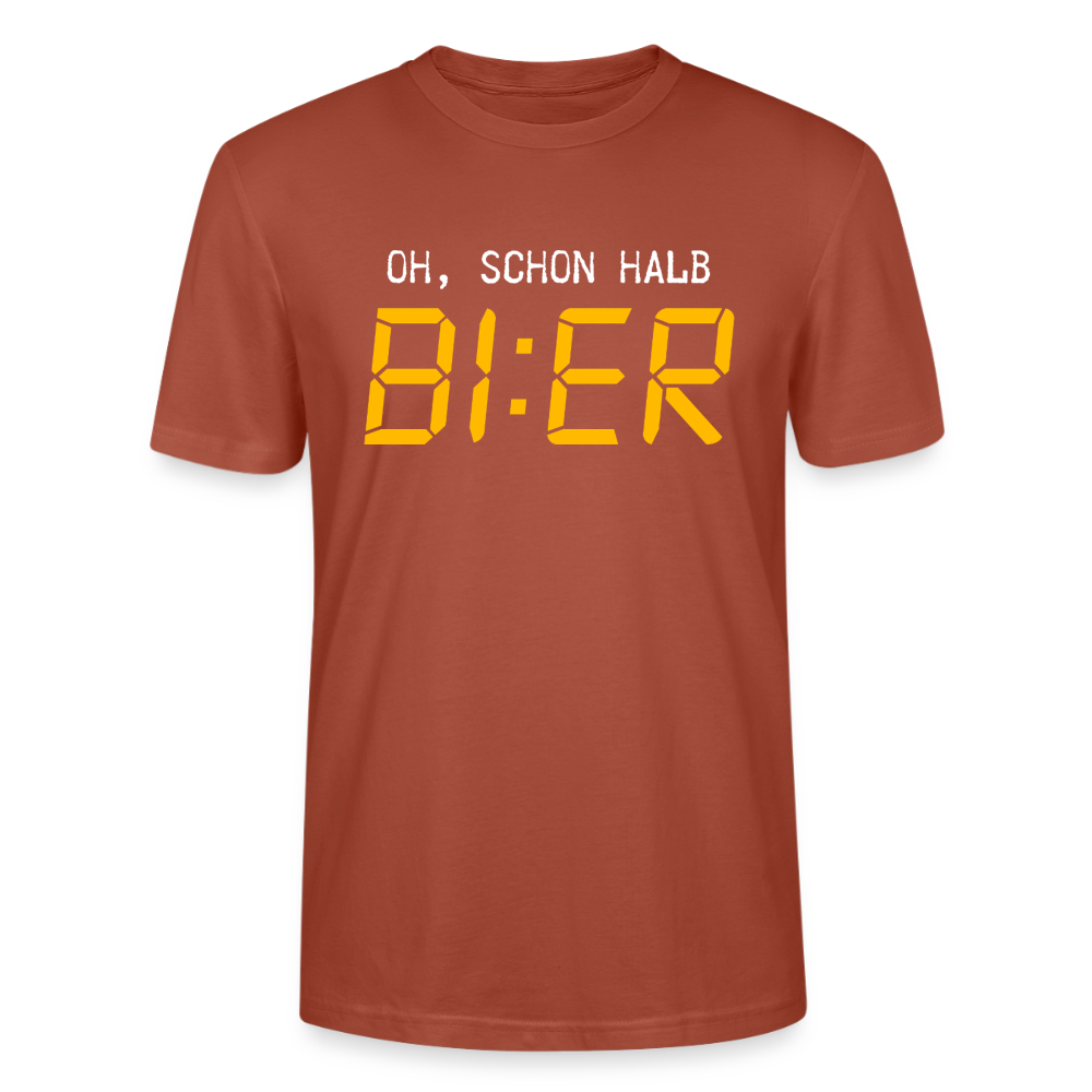 Unisex Sprüche T-Shirt 'Oh, schon halb Bier' - Terrakotta