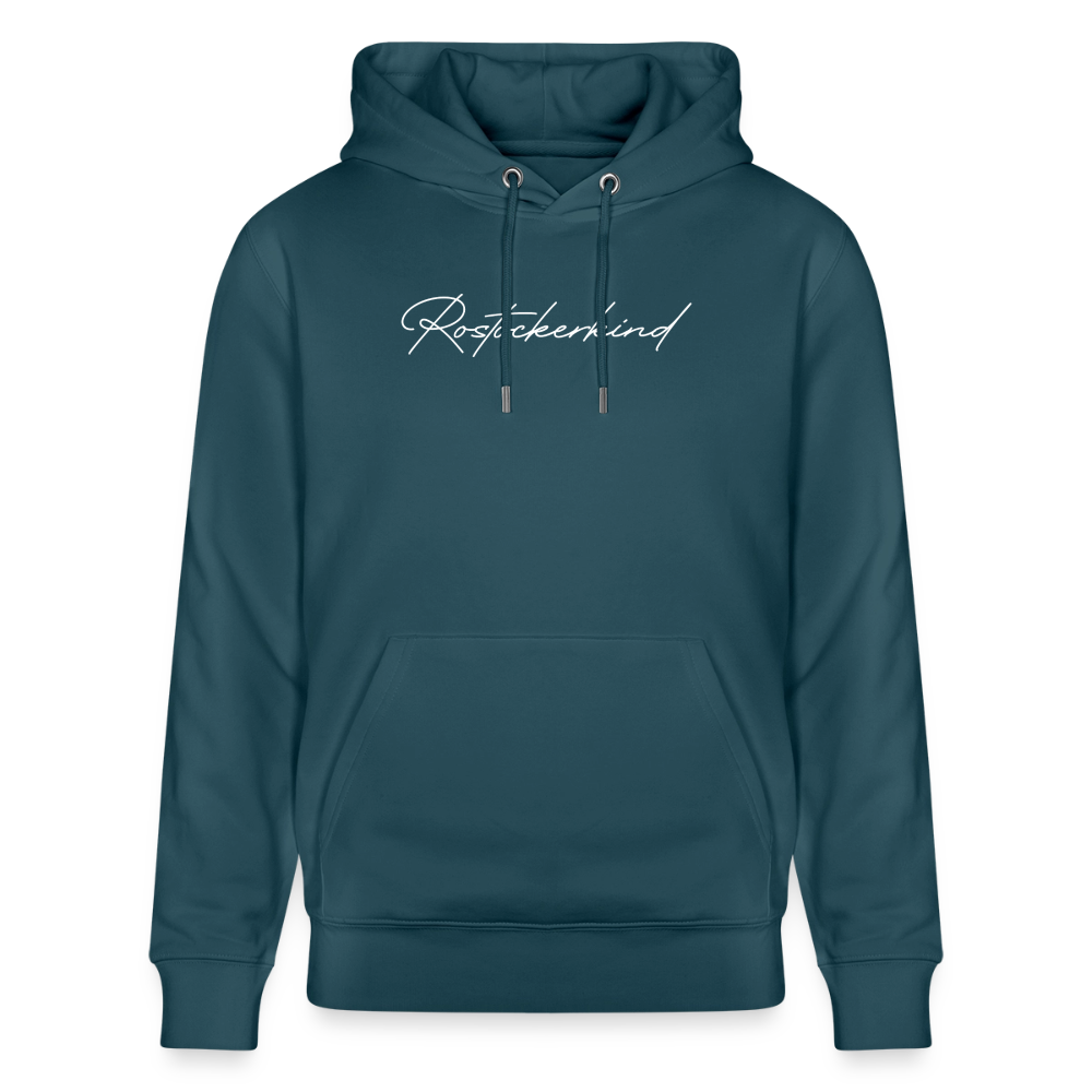 Rostock 'ROSTOCKERKIND' Signature Bio Hoodie Unisex weiß - Dunkles Petrol