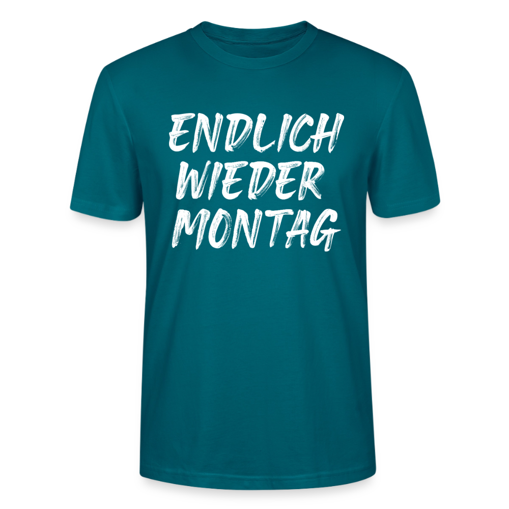 Unisex Sprüche T-Shirt 'Endlich wieder Montag' - Ozeanblau