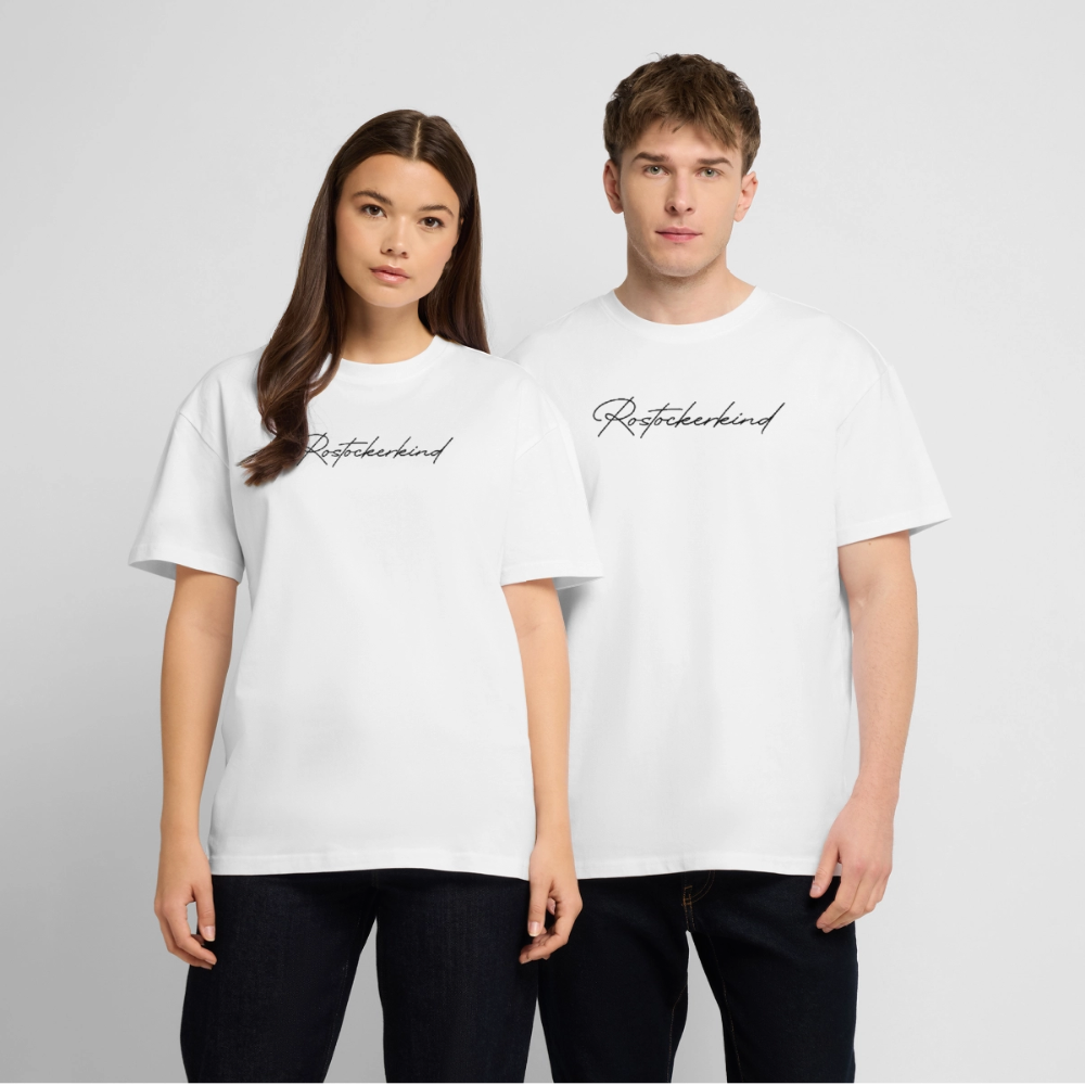 Rostock 'Rostockerkind' Signature Bio Oversized T-Shirt Unisex Frontprint schwarz - Weiß