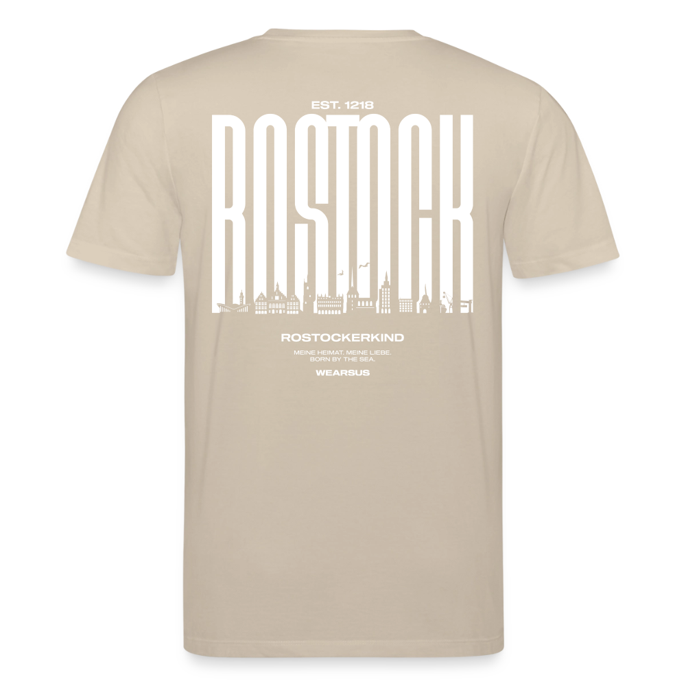 Rostock 'Rostockerkind' Bio T-Shirt Unisex Back Print Farbe 180 g/m² - Beige