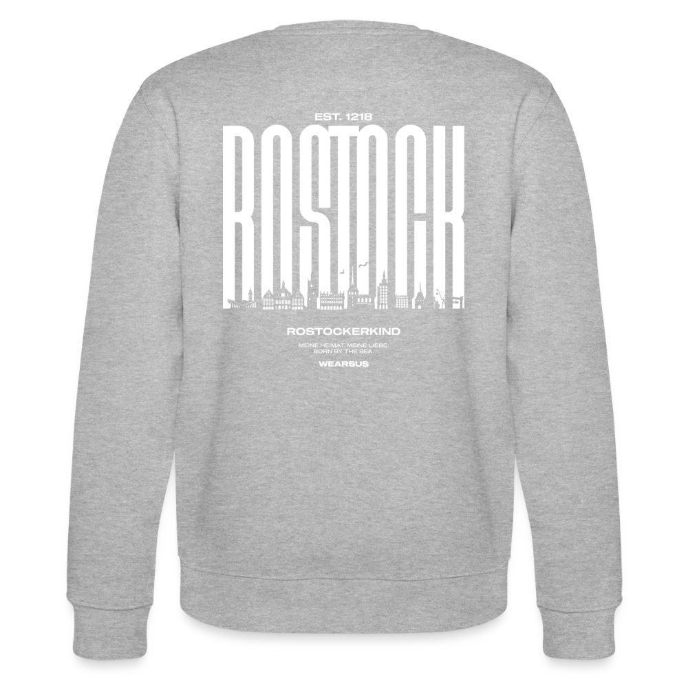 Rostock 'Rostockerkind' Bio Sweatshirt Unisex Back Print - Grau meliert
