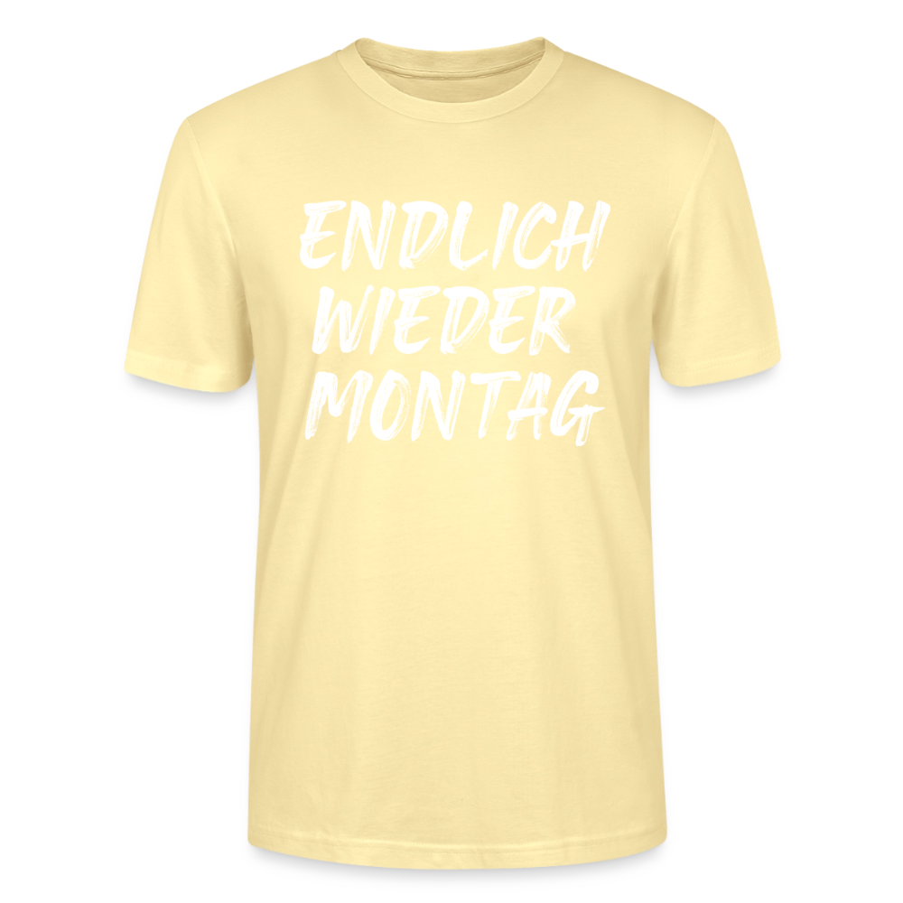 Unisex Sprüche T-Shirt 'Endlich wieder Montag' - Creme