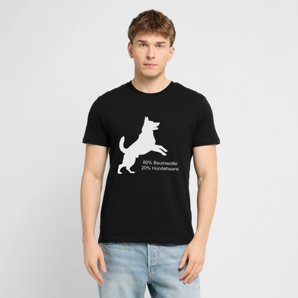 Unisex Sprüche T-Shirt '80% Baumwolle. 20% Hundehaare.' - Schwarz