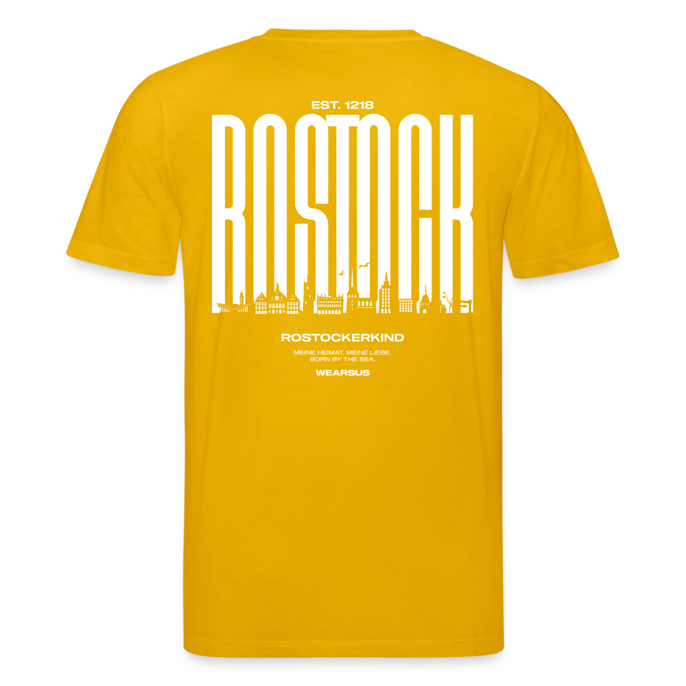 Rostock 'Rostockerkind' Bio T-Shirt Unisex Back Print Farbe 180 g/m² - Spektralgelb