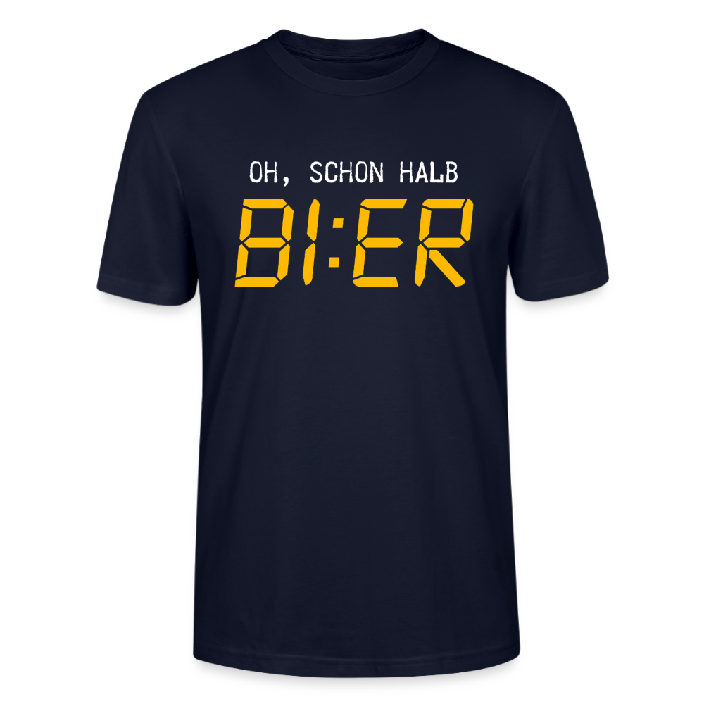 Unisex Sprüche T-Shirt 'Oh, schon halb Bier' - Navy