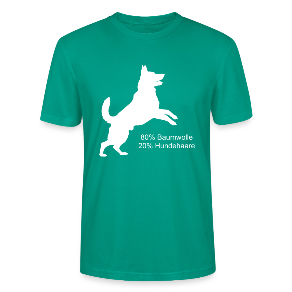 Unisex Sprüche T-Shirt '80% Baumwolle. 20% Hundehaare.' - Blaugrün