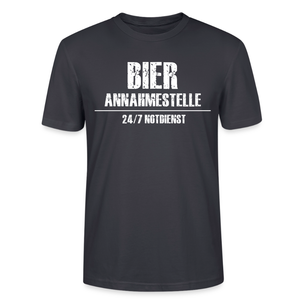 Unisex Sprüche T-Shirt 'Bier Annahmestelle 24/7 Notdienst' - Dunkles Graublau