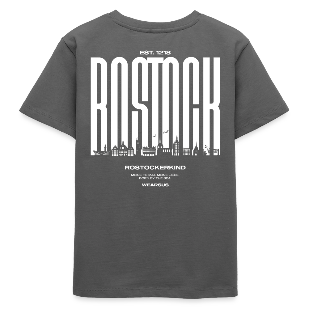 Rostock 'Rostockerkind' Bio T-Shirt Kinder 9-13 Jahre Back Print Farbe - Anthrazit