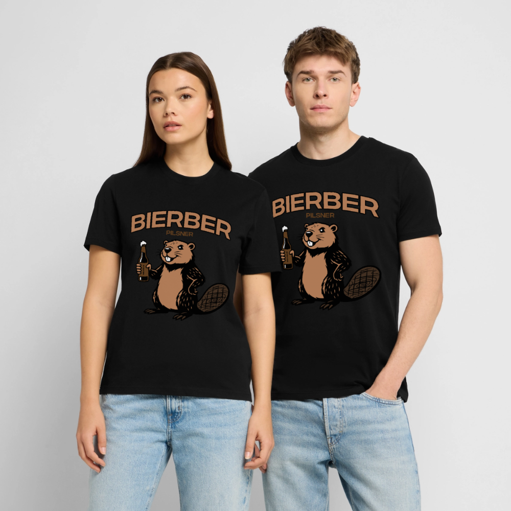 Unisex Sprüche T-Shirt 'Bierber Pilsner' Frontprint - Schwarz