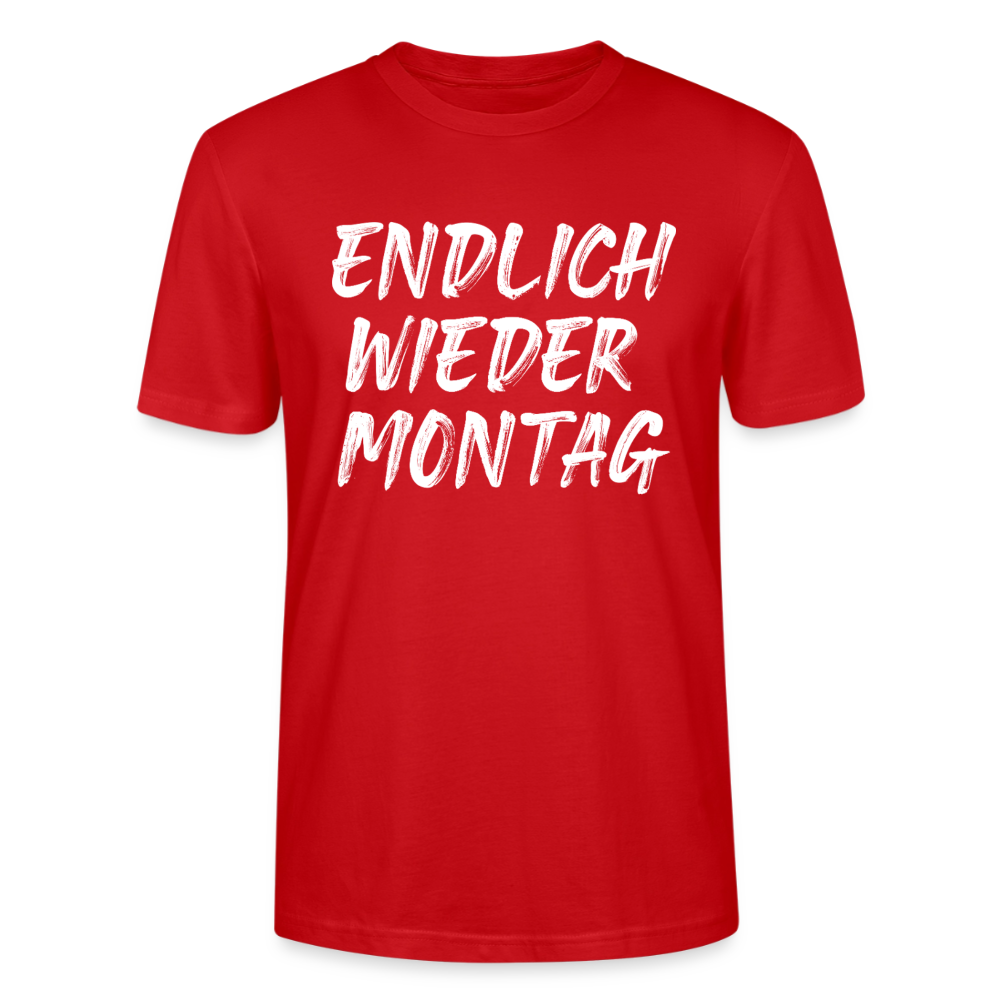 Unisex Sprüche T-Shirt 'Endlich wieder Montag' - Rot