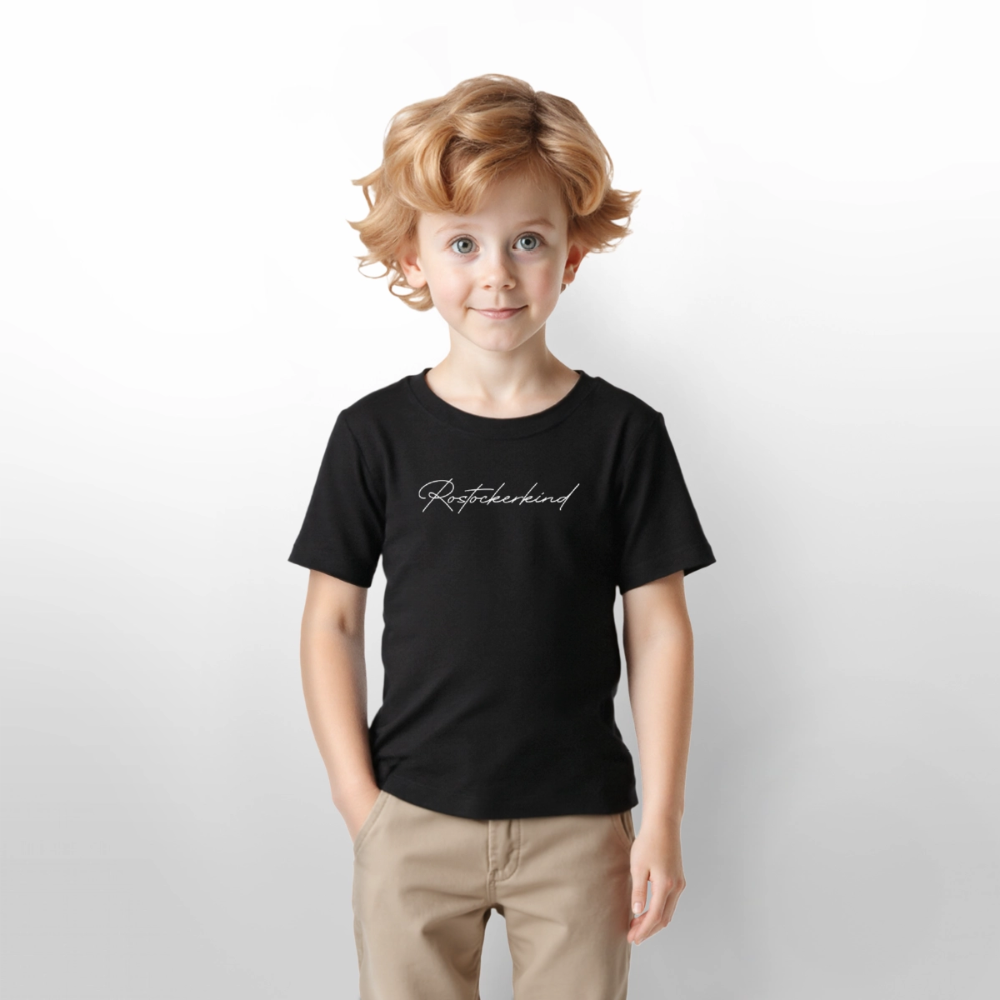 Rostock 'Rostockerkind' Signature Bio T-Shirt Kinder 3-8 Jahre - Schwarz
