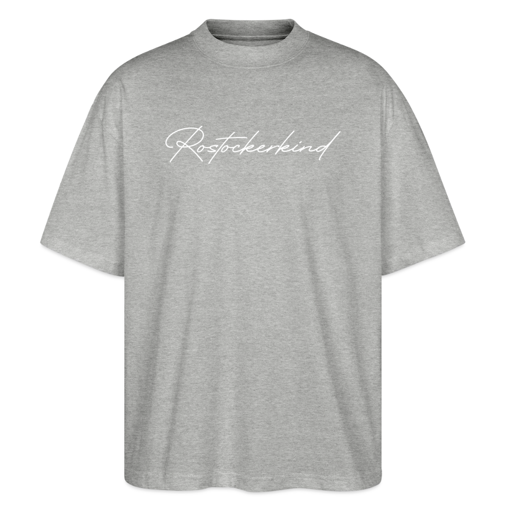 Rostock 'Rostockerkind' Signature Bio Oversized T-Shirt Unisex Frontprint weiß - Grau meliert