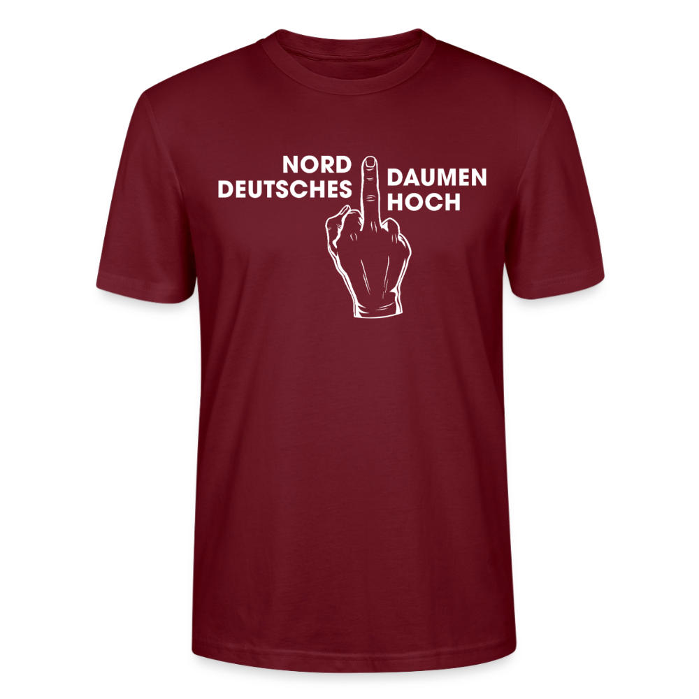 Unisex Sprüche T-Shirt 'Norddeutsches Daumen hoch' Fun Shirt - Burgunderrot