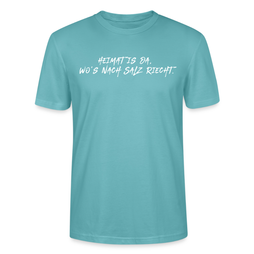 Unisex Sprüche T-Shirt ‘Heimat is da, wo’s nach Salz riecht.’ Fun Shirt - Pastelltürkis