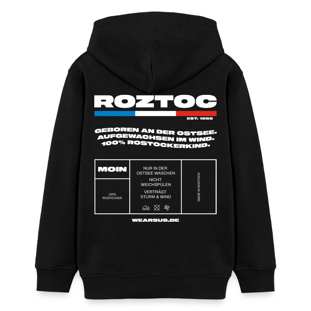 Rostock 'ROZTOC' Edition Bio Zip Hoodie Kinder 9-13 Jahre Farbe - Schwarz
