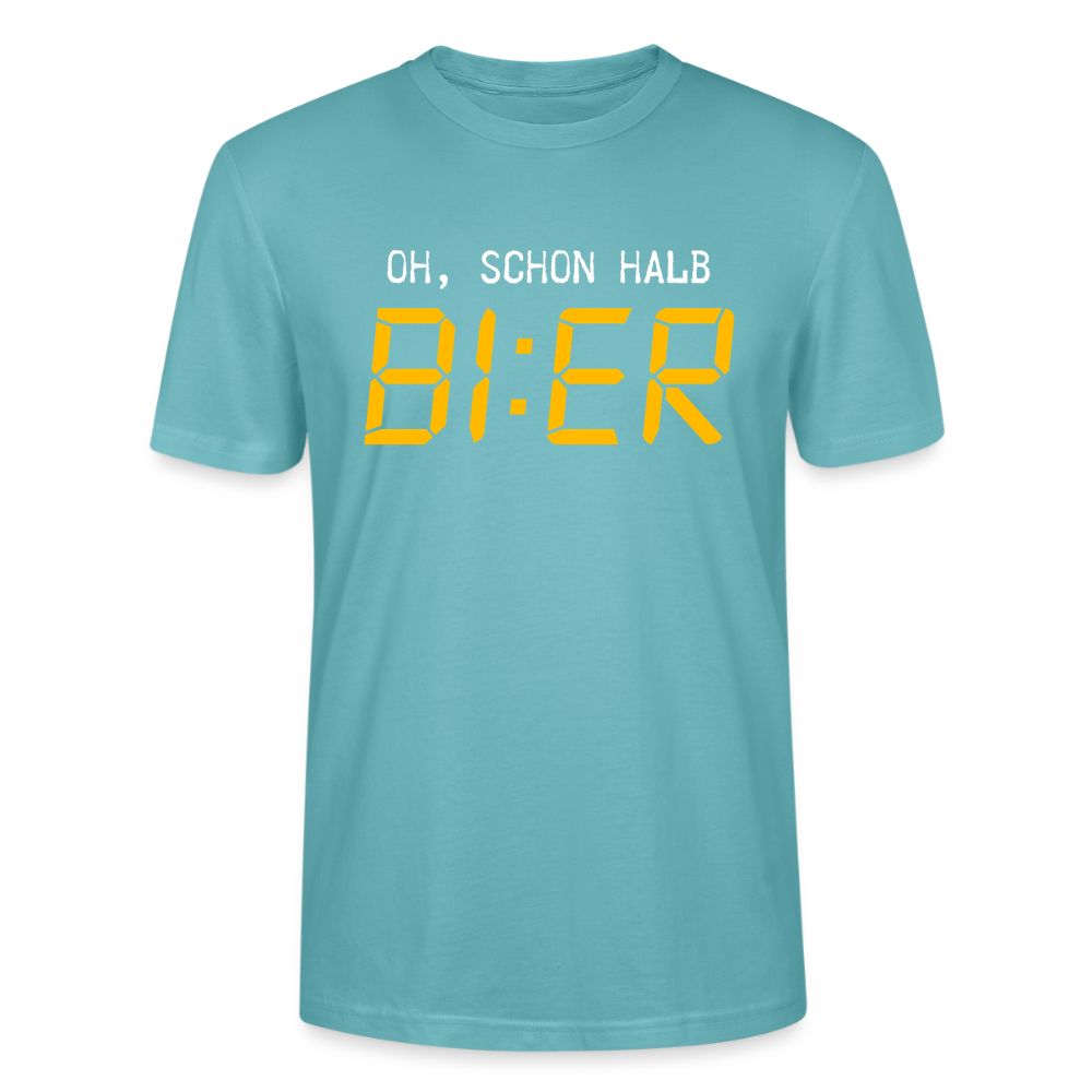 Unisex Sprüche T-Shirt 'Oh, schon halb Bier' - Pastelltürkis