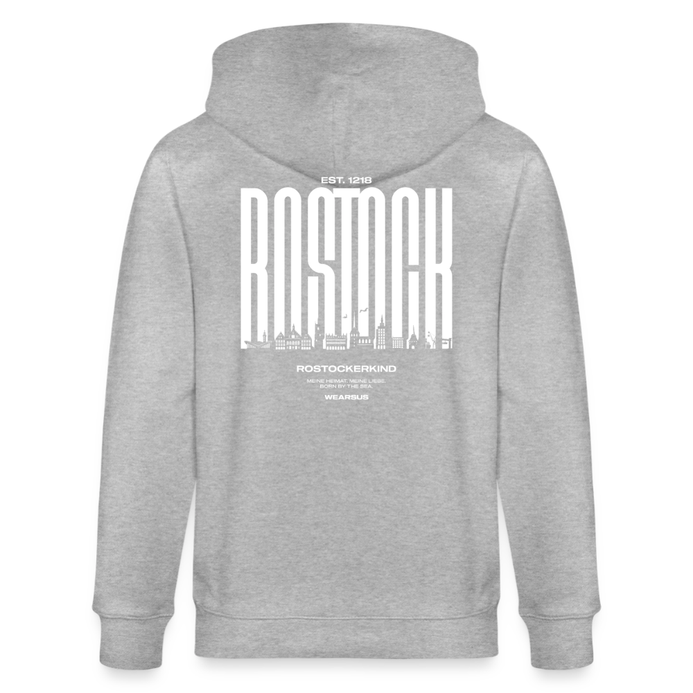 Rostock 'Rostockerkind' Bio Zip Hoodie Herren - Grau meliert