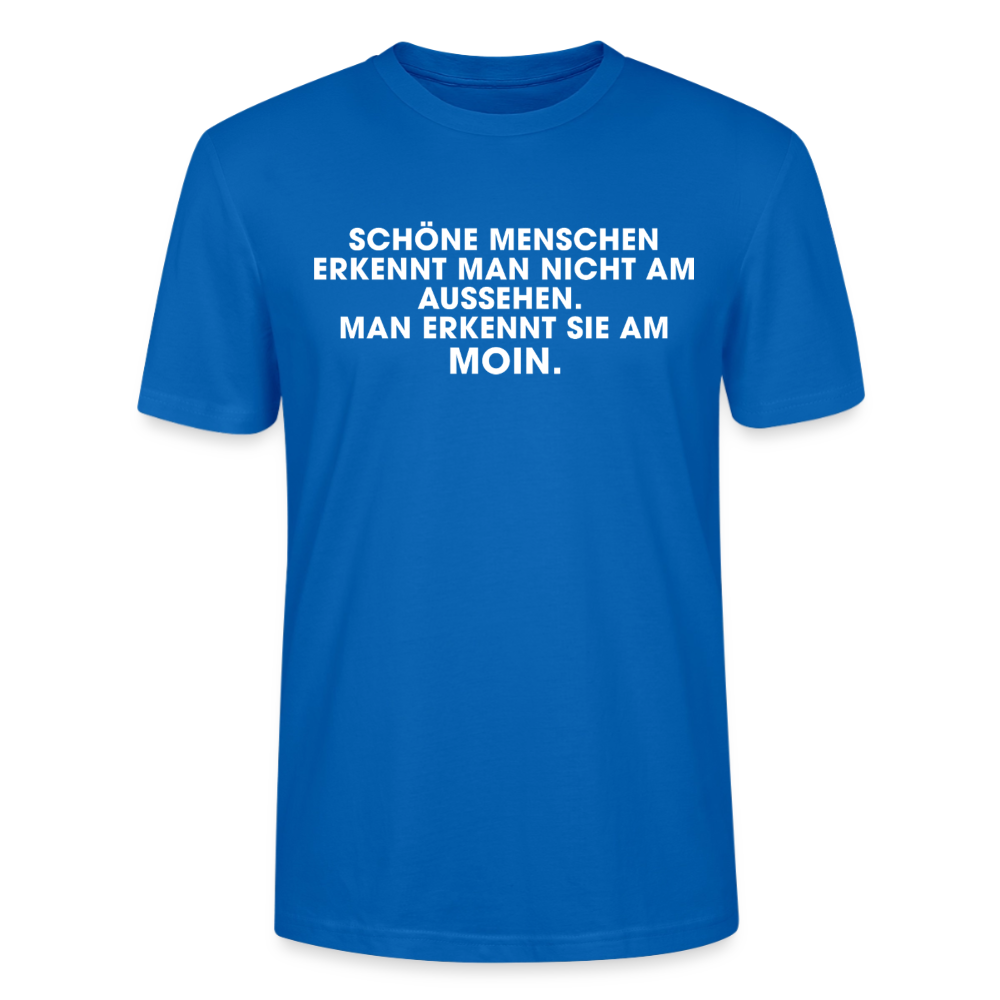Unisex Sprüche T-Shirt 'Schöne Menschen erkennt man am Moin' Fun Shirt - Pfauenblau
