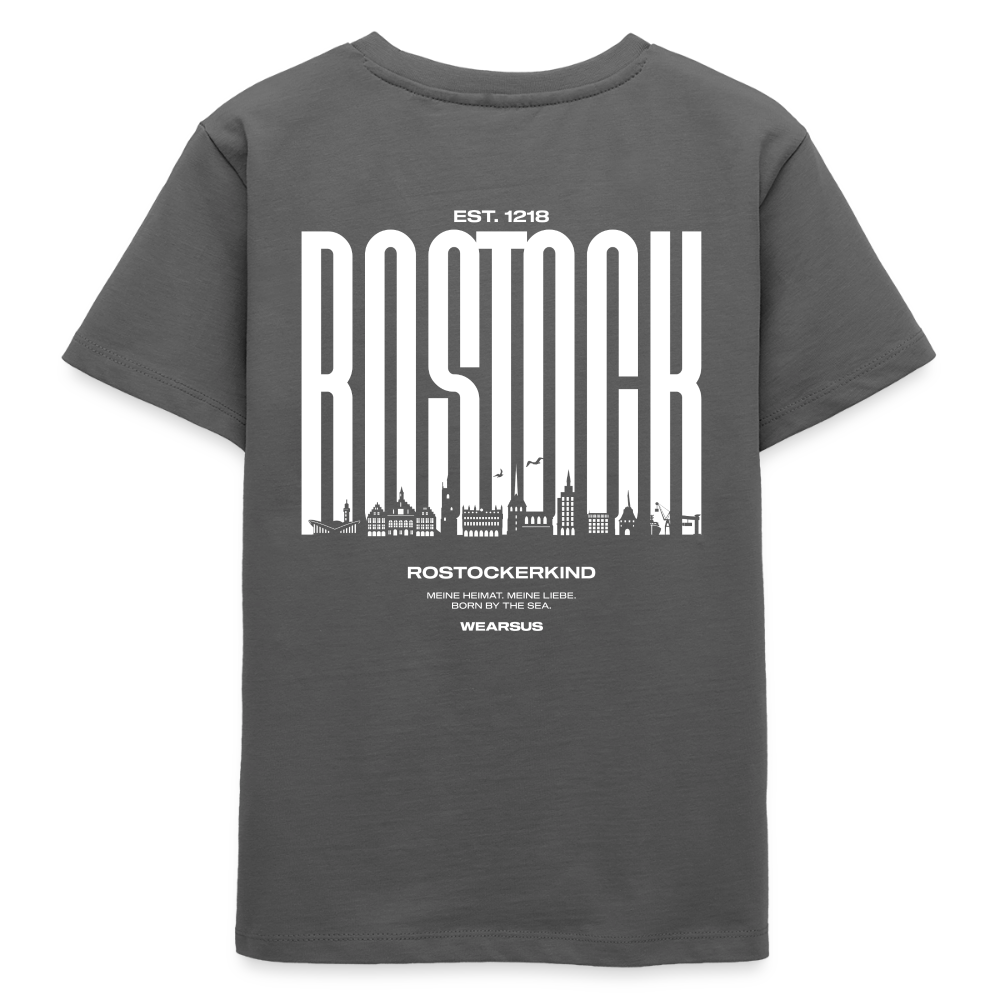 Rostock 'Rostockerkind' Bio T-Shirt Kinder 9-13 Jahre Back Print Farbe - Anthrazit