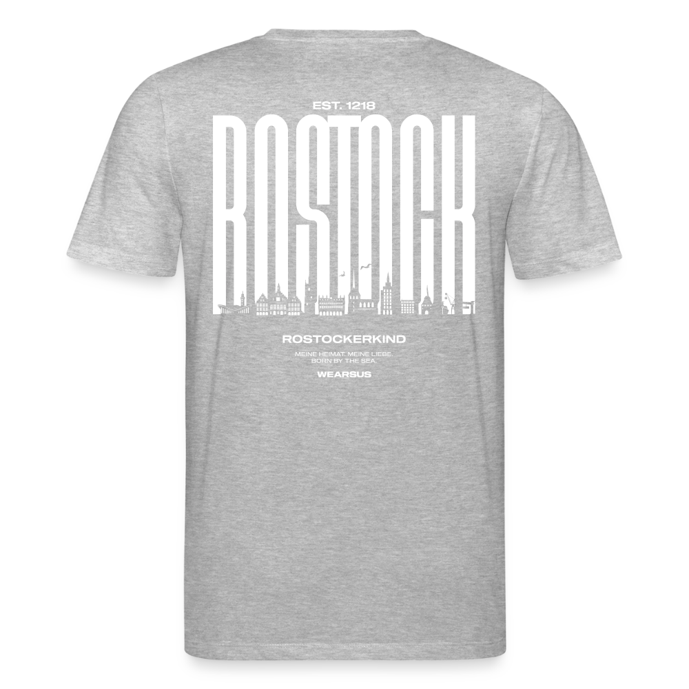 Rostock 'Rostockerkind' Bio T-Shirt Unisex Back Print Farbe 180 g/m² - Grau meliert