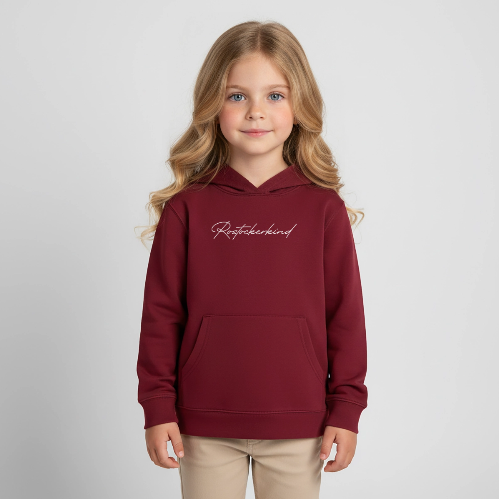 Rostock 'Rostockerkind' Signature Bio Hoodie Kinder 3-8 Jahre - Burgunderrot