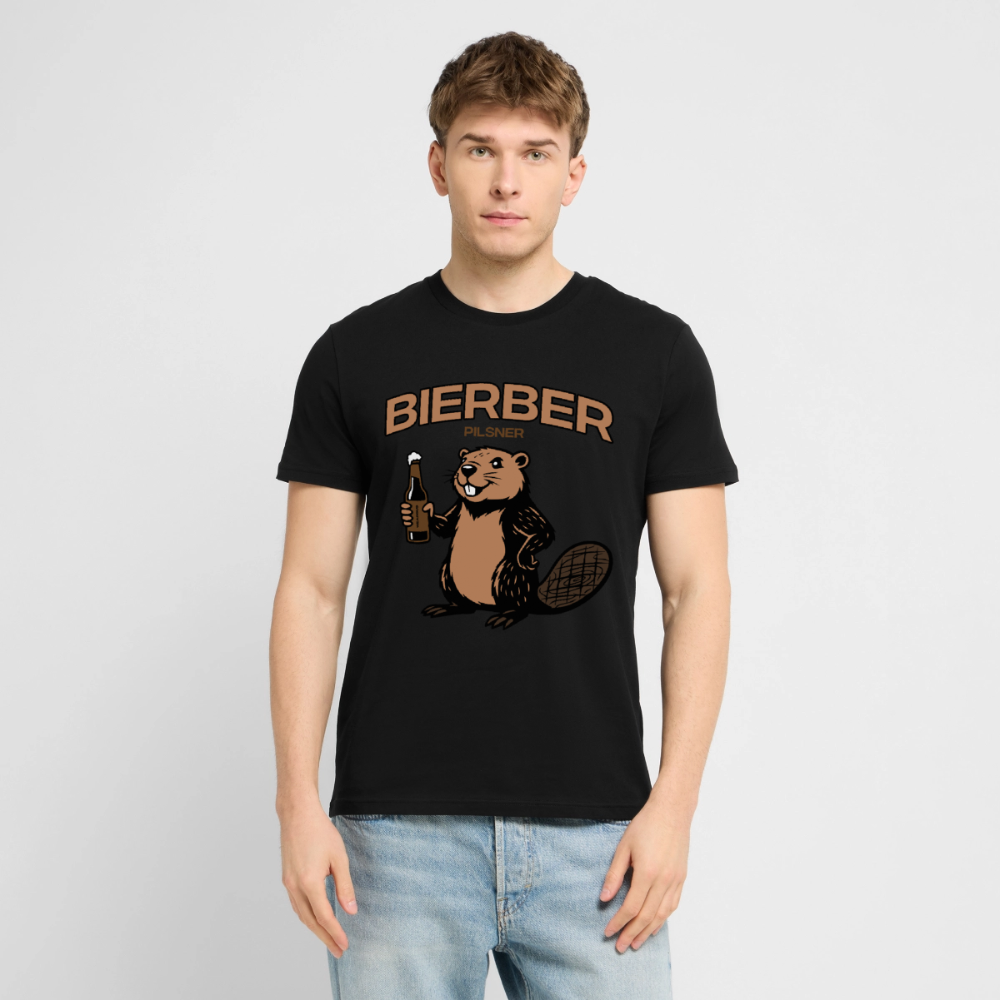 Unisex Sprüche T-Shirt 'Bierber Pilsner' Frontprint - Schwarz