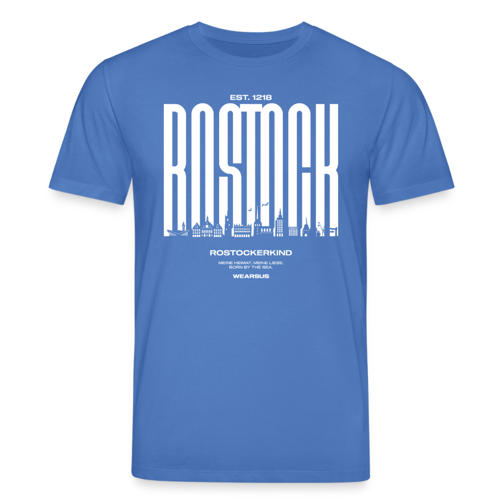 Rostock 'Rostockerkind' Bio T-Shirt Unisex Front Print Farbe 180 g/m² - Achtsames Blau