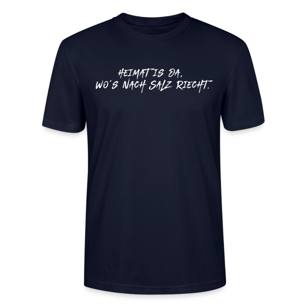 Unisex Sprüche T-Shirt ‘Heimat is da, wo’s nach Salz riecht.’ Fun Shirt - Navy