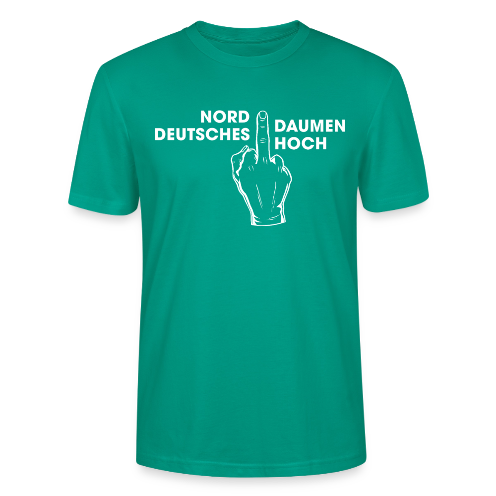 Unisex Sprüche T-Shirt 'Norddeutsches Daumen hoch' Fun Shirt - Blaugrün