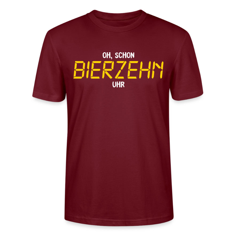 Unisex Sprüche T-Shirt 'Oh, schon Bierzehn Uhr' - Burgunderrot