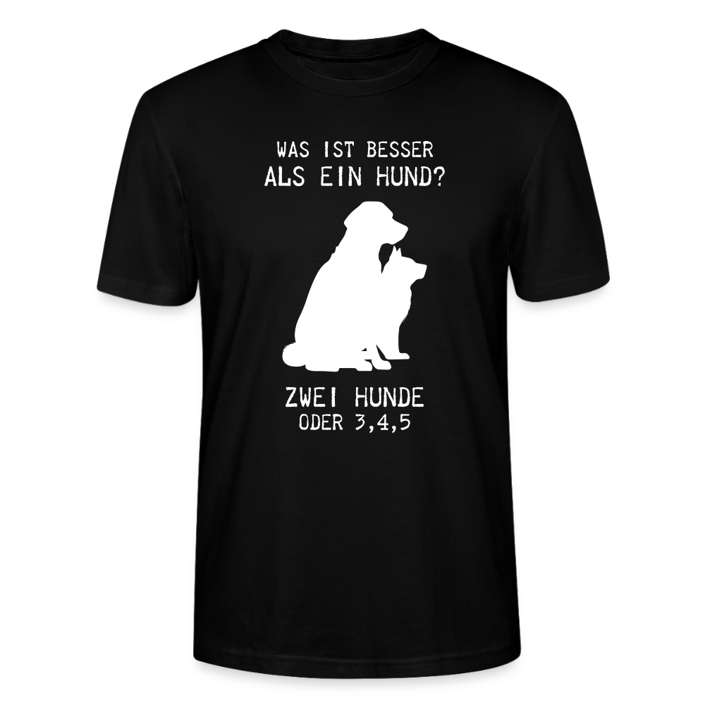 Unisex Sprüche T-Shirt 'Was ist besser als ein Hund? Zwei Hunde oder 3,4,5' - Schwarz