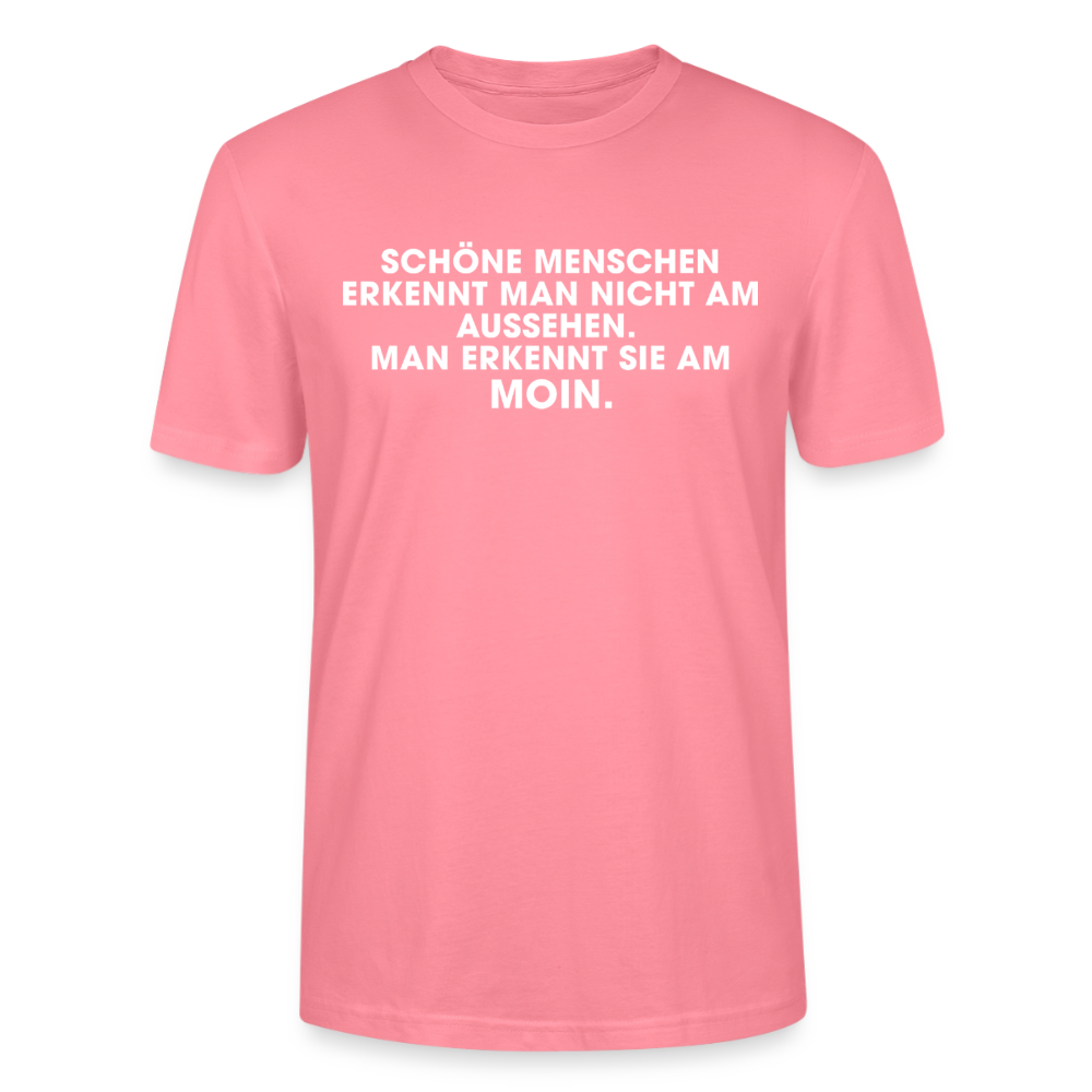 Unisex Sprüche T-Shirt 'Schöne Menschen erkennt man am Moin' Fun Shirt - Pink 