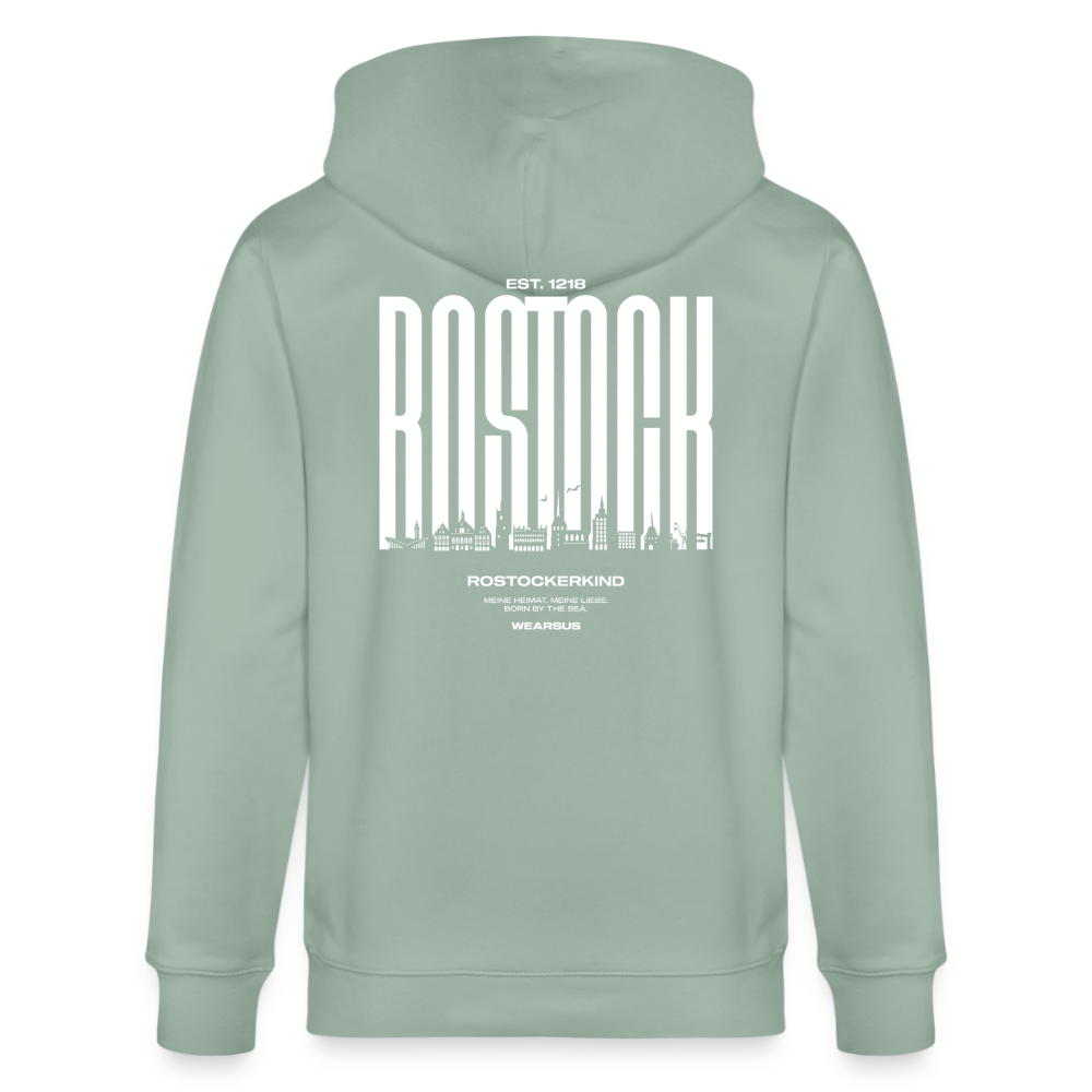Rostock 'Rostockerkind' Bio Zip Hoodie Herren - Helles Graugrün