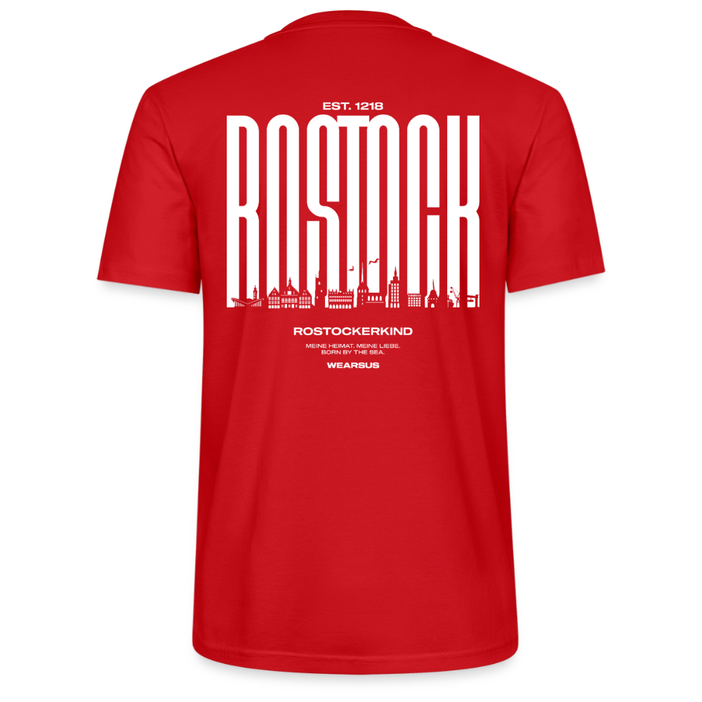 Rostock 'Rostockerkind' Bio T-Shirt Unisex Back Print Farbe - Rot