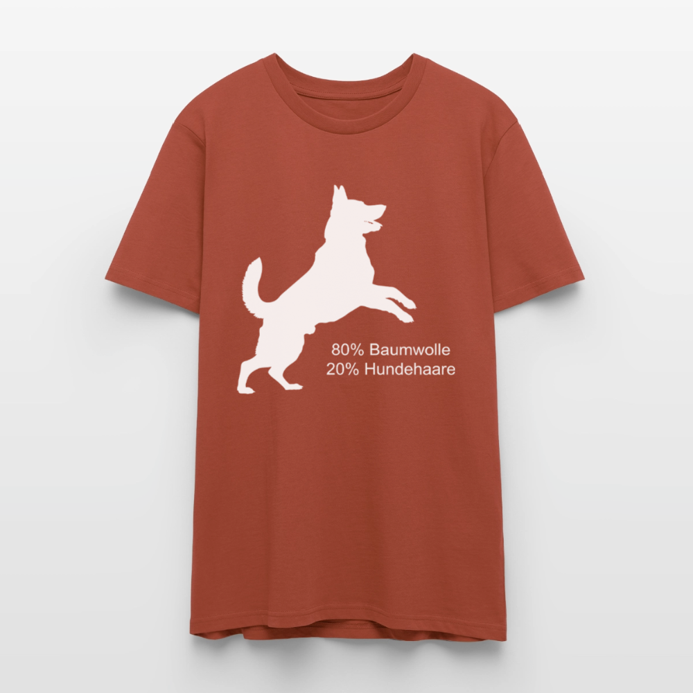 Unisex Sprüche T-Shirt '80% Baumwolle. 20% Hundehaare.' - Terrakotta