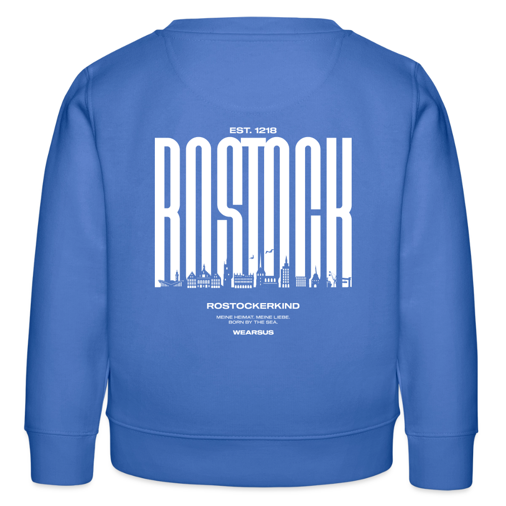 Rostock 'Rostockerkind' Bio Sweatshirt Kinder 3-8 Jahre Back Print - carolina Blue