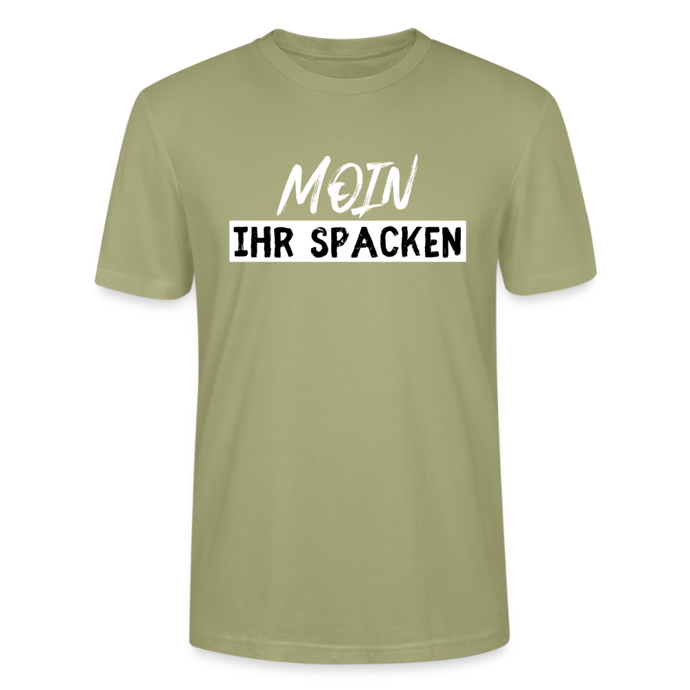 Unisex Sprüche T-Shirt 'Moin ihr Spacken' Fun Shirt - Nebelgrün