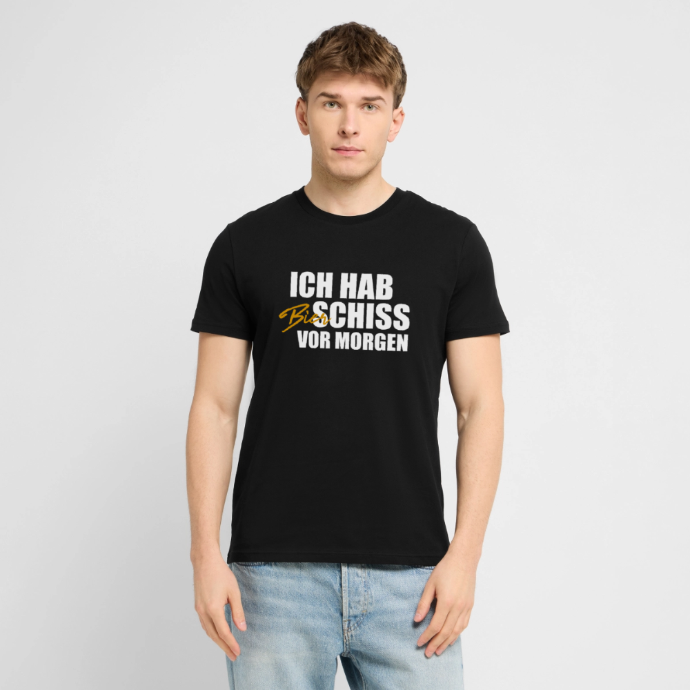 Unisex Sprüche T-Shirt 'Ich hab Bierschiss vor morgen' - Schwarz