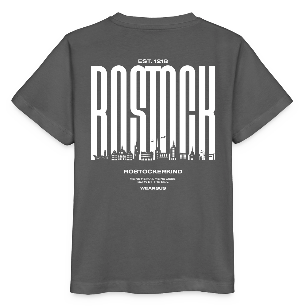 Rostock 'Rostockerkind' Bio T-Shirt Kinder 3-8 Jahre Back Print Farbe - Anthrazit