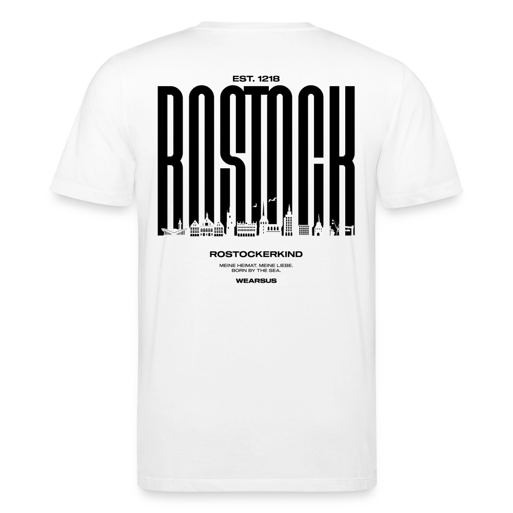 Rostock 'Rostockerkind' Bio T-Shirt Unisex Back Print weiß 180 g/m² - Weiß