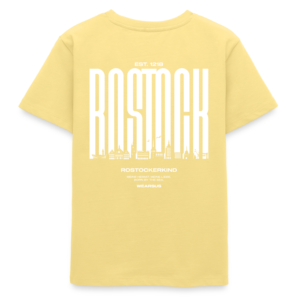 Rostock 'Rostockerkind' Bio T-Shirt Kinder 9-13 Jahre Back Print Farbe - Gelb Viva 