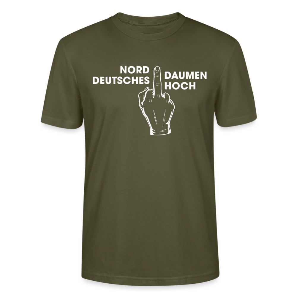 Unisex Sprüche T-Shirt 'Norddeutsches Daumen hoch' Fun Shirt - Khaki