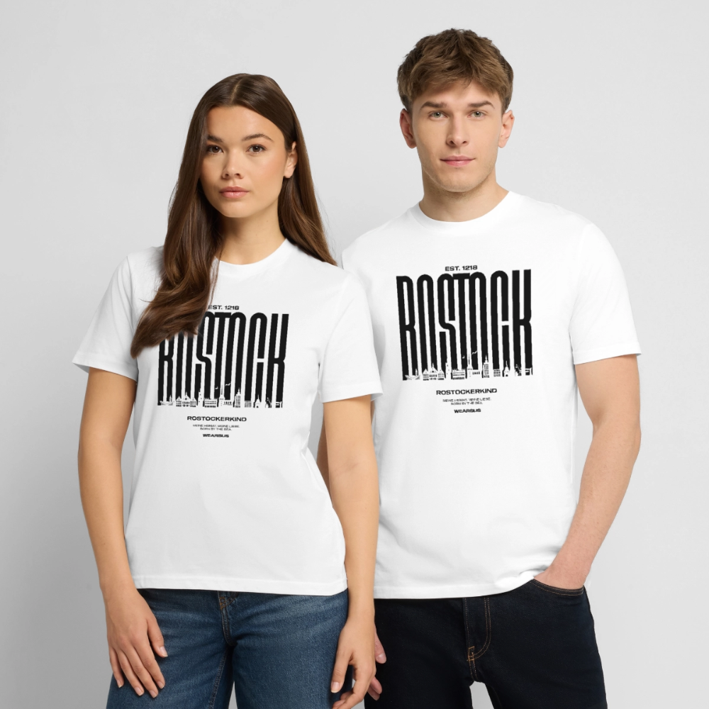 Rostock 'Rostockerkind' Bio T-Shirt Unisex Front Print weiß180 g/m² - Weiß