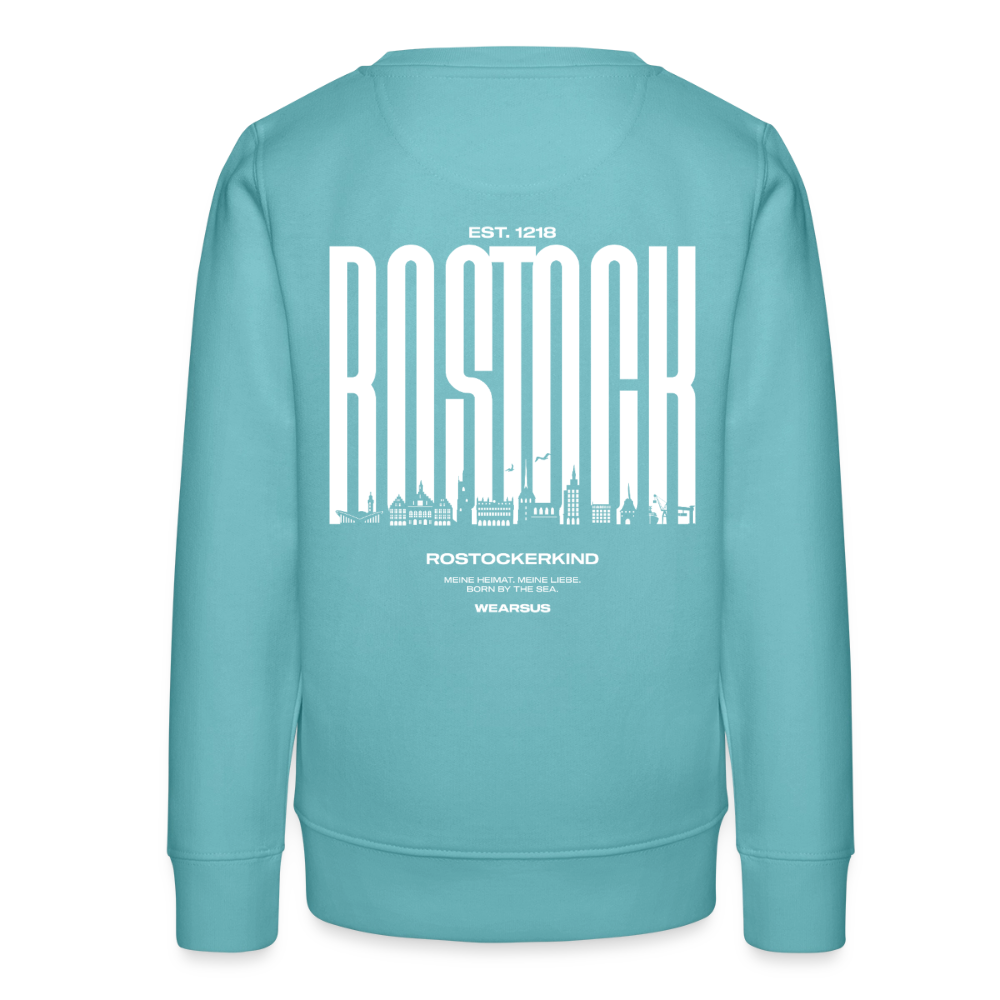Rostock 'Rostockerkind' Bio Sweatshirt Kinder 9-13 Jahre Back Print - Pastelltürkis