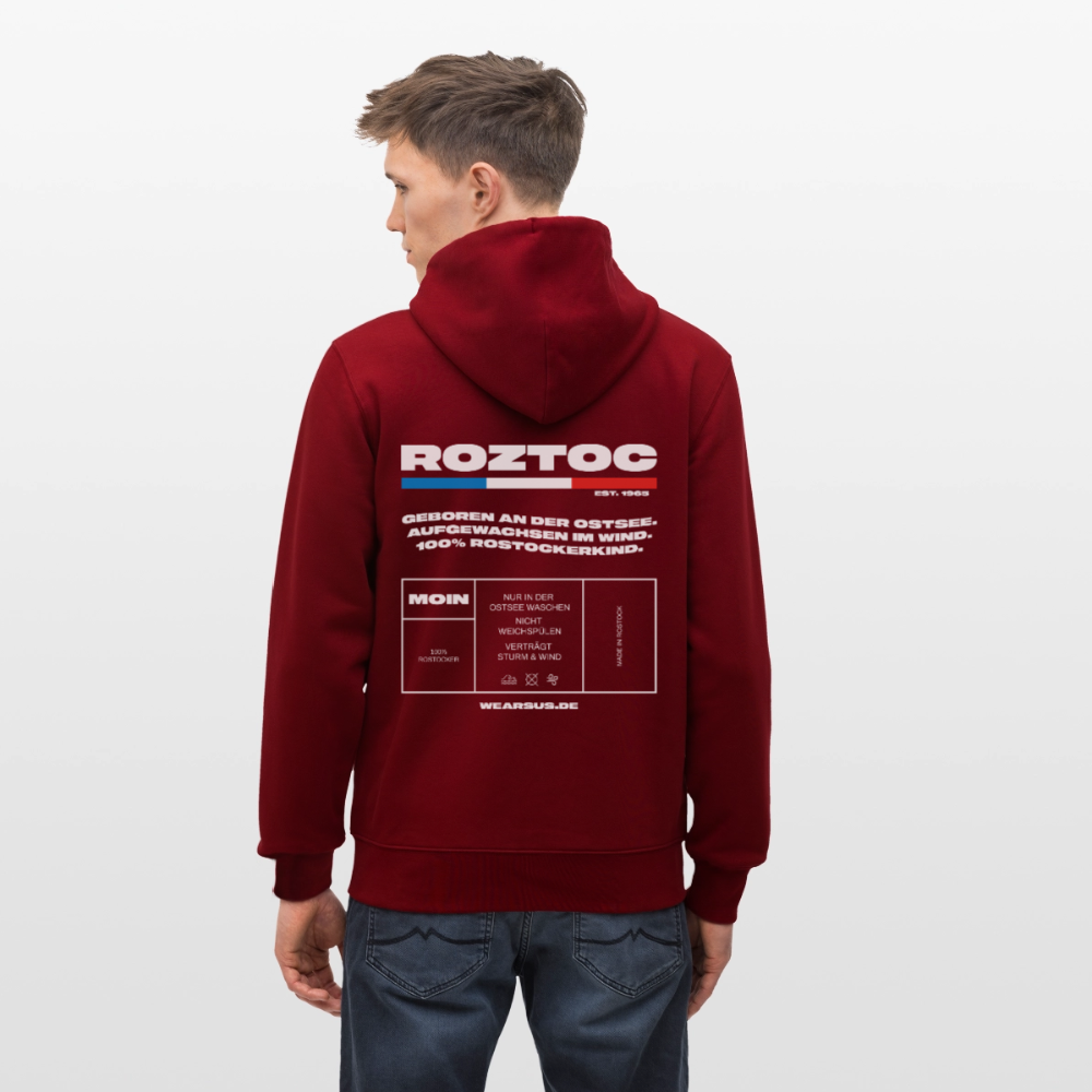 Rostock 'ROZTOC' Edition Bio Zip Hoodie Herren - Burgunderrot